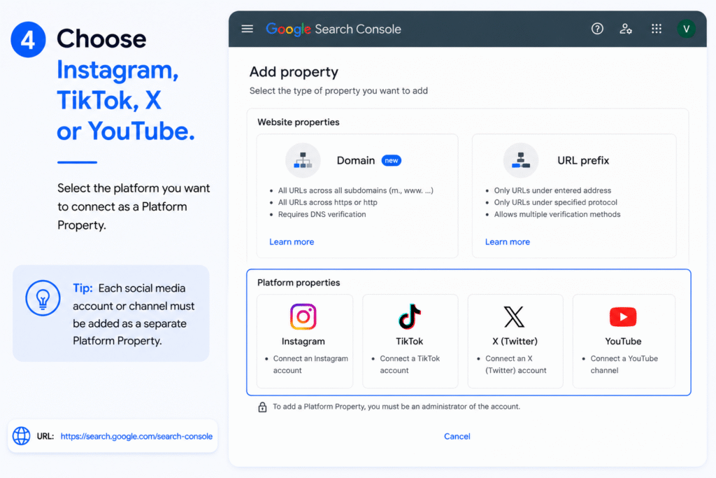 Choose Instagram, TikTok, X or YouTube