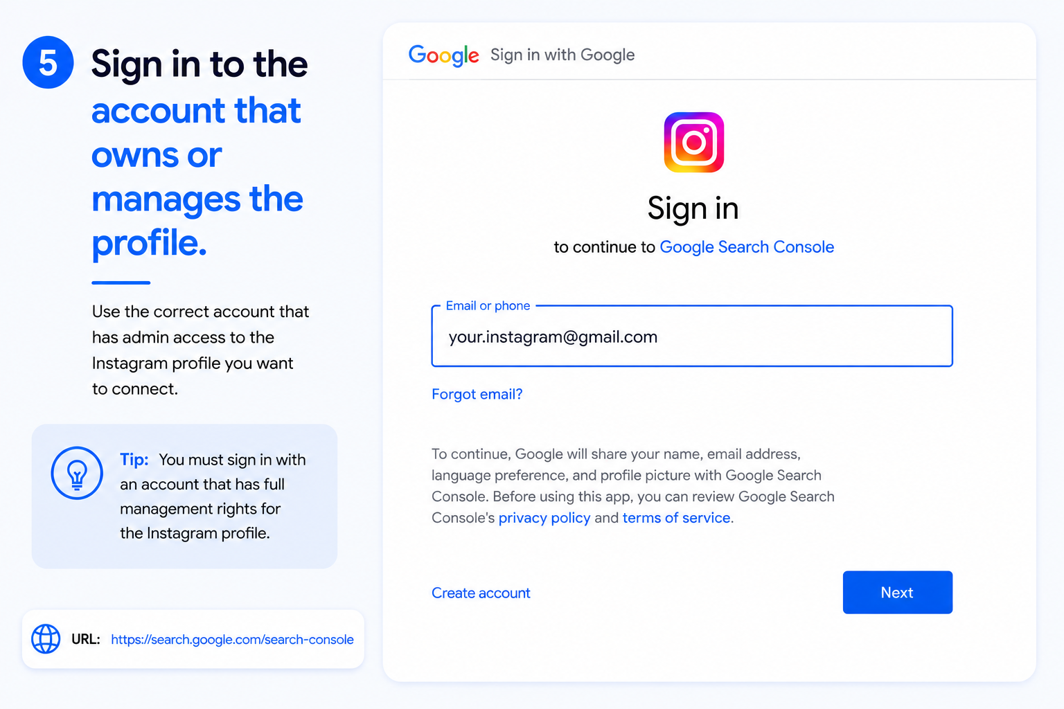 Sign in to the account that owns or manages the profile